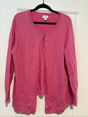 Women’s Old Navy Bright Pink Button-Up Cardigan size 1X Plus